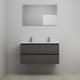 On-Line Badkamermeubelset - 100 cm - Voorgemonteerd - Acryl Wastafel - 2 Kraangaten - Spiegel - Mat Antraciet