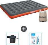 Bestway Luchtbed - 2-Persoons - 152 x 203 x 22 cm - Grijs/Oranje - Inclusief Pomp en Reparatieset
