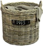 Van der Leeden Opbergmand - op wieltjes - bruin - rond - D65 x H60 cm - rotan - gevlochten riet - mand
