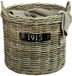 Van der Leeden Opbergmand - op wieltjes - bruin - rond - D65 x H60 cm - rotan - gevlochten riet - mand