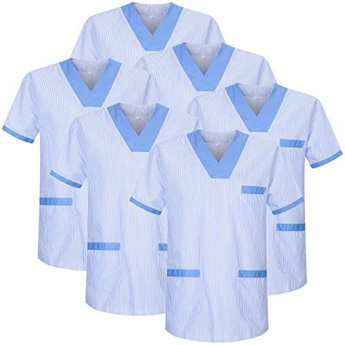 MISEMIYA - Set van 6 stuks - Sanitaire kippenuniform voor Mexico verpleegsters, Hemelsblauw T817-4, S