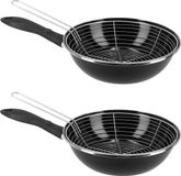 Merkloos Magefesa Frituurpan - Set van 2x stuks - 3L - Zwart - RVS - D26 cm