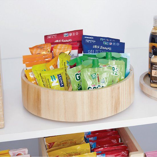 The Home Edit Wooden Collection Lazy Susan with Compartments - Wood