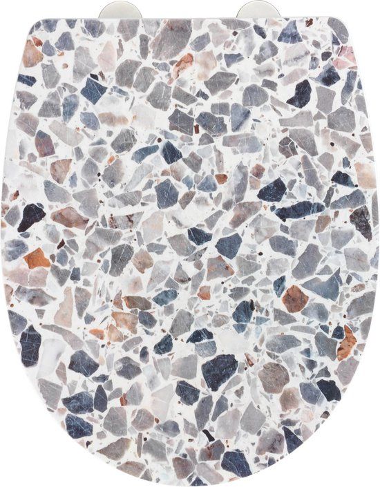 Wenko Wc-bril Terrazzo - Grijs/Wit - 36,5 x 45 cm