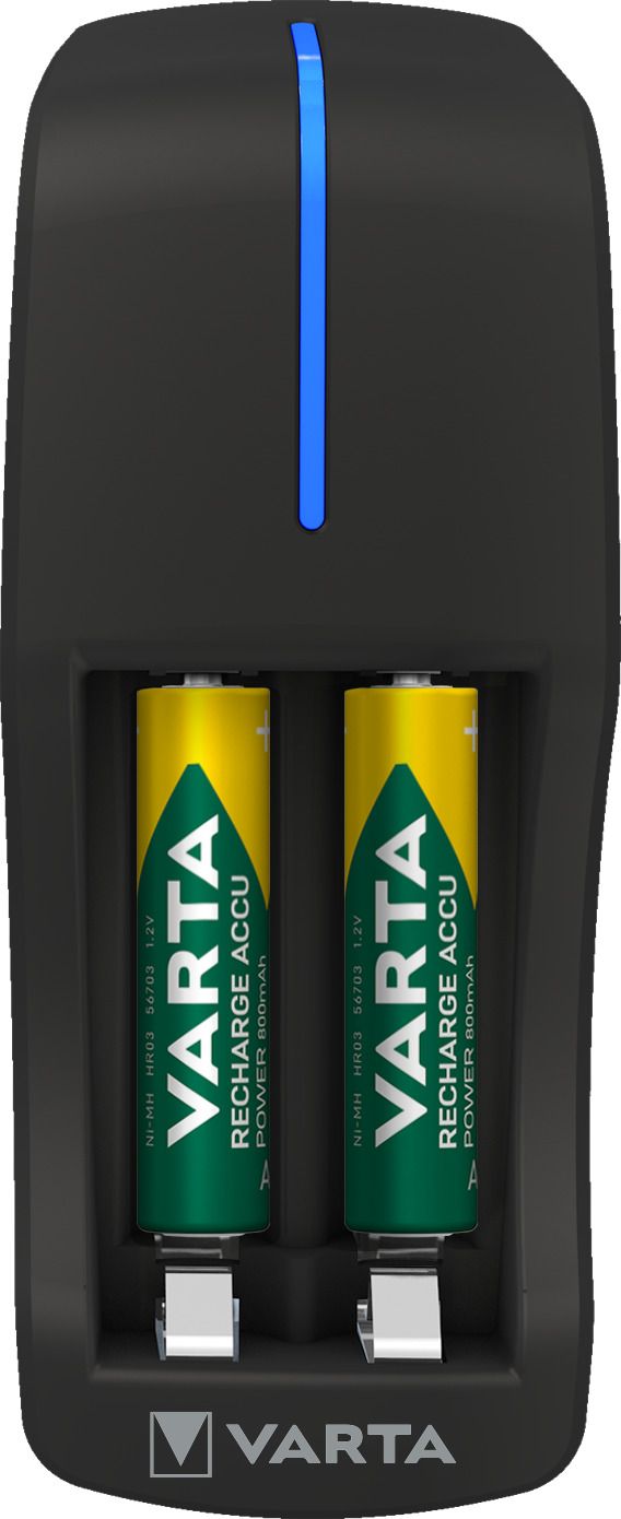 Varta 57646 - Batterij Oplader - Zwart - 2x AA/AAA NiMH Batterijen - 800mAh - 15 uur Oplaadtijd