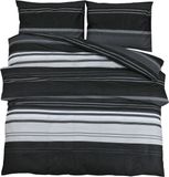 vidaXL Dekbedovertrekset 200x220 cm katoen zwart gestreept