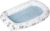 Medi Partners Babybedverkleiner, cocon, 100 x 60 x 15 cm, 100% katoen, babynest voor pasgeborenen, kussen, deken, afneembaar inzetstuk (Teddy met minky blauw)