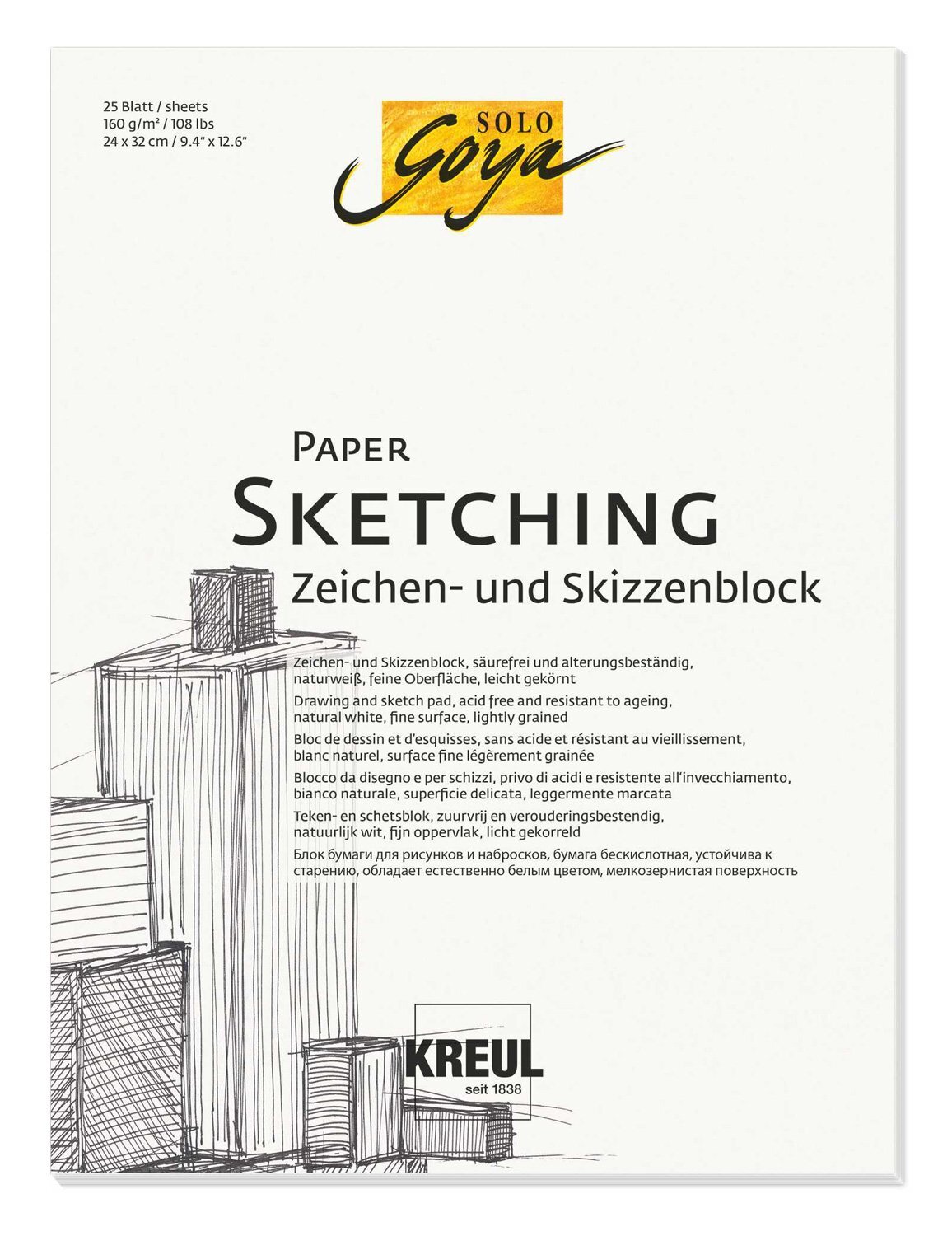 Kreul Paper Schetsblok - 24 x 32cm - 25 sheets 160 g/m2