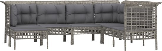 vidaXL 7-delige Loungeset met kussens poly rattan grijs