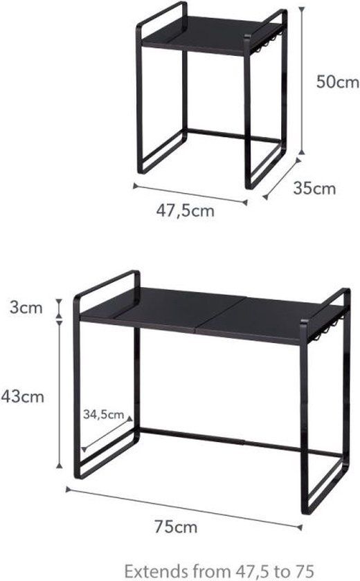Yamazaki Tower Aanrecht Organizer - Uitschuifbaar - Zwart