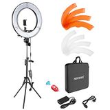 Neewer Camera foto video ringlicht kit: 18 inch / 48 centimeter buiten 52W 5500K dimbaar LED ringlicht licht stand Bluetooth ontvanger voor smartphone YouTube zelfportret opnames