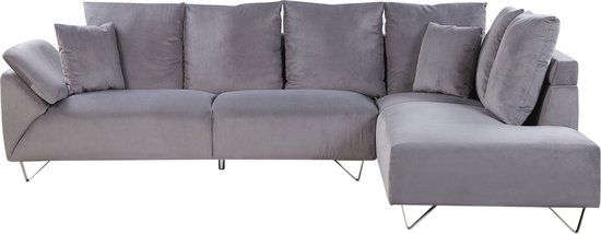 Beliani LUNNER Hoekbank - Grijs - Linkerzijde - 266 cm - Corduroy