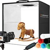 DUCLUS Fotobox om te fotograferen, 30 x 30 cm, draagbare fotobox met 112 dimbare ledverlichting, 6 achtergronden voor productfotografie