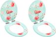 vidaXL Toiletbril met soft-close deksel 2 stuks flamingo MDF