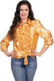 Wilbers Jaren 80 & 90 Kostuum Oranje Ruchesblouse Satijn Foute Disco Maat 64