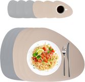 Merkloos Relaxdays Placemats - set van 6 - 30x40,5 cm - met onderzetters - ovaal - grijs-beige