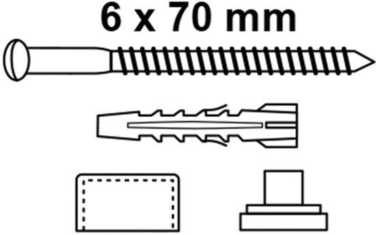 KIRCHHOFF Wandcloset/plankmontageset lenskop, chroom, M6 x 70 mm