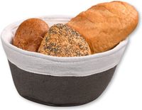 Kesper Broodmandje met stof - katoen/peva - bruin - rond - D20 x H9 cm