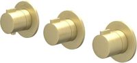 IVY Pact Afbouwdeel Inbouwthermostaat met 2 Stopkranen Symmetry met Ronde Rozetten - Geborsteld Mat Goud PVD