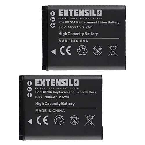 EXTENSILO 2 x batterijen, compatibel met Samsung WP10, WB35F, WB50, WB50F camera, DSLR (700 mAh, 3,6 V, Li-Ion)