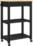 vidaXL Keuken Trolley MONZA Zwart 60 x 40 x 88,5 cm Massief Grenen
