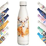 KollyKolla Drinkfles van roestvrij staal, 500 ml, 3D-print, geschikt voor koolzuurhoudende dranken, lekvrije thermoskan, BPA-vrij, drinkflessen voor kinderen, school, sport