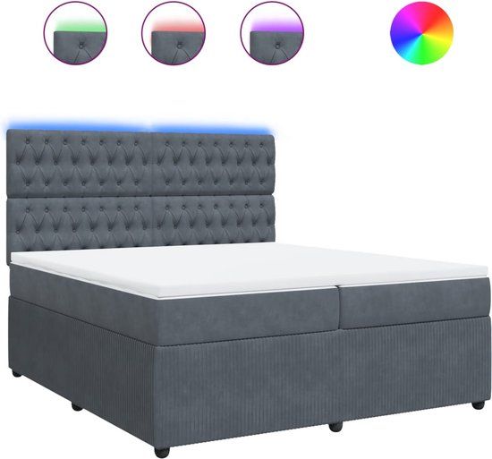 vidaXL Boxspring met matras fluweel donkergrijs 200x200 cm