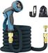 Tuyau d'arrosage extensible amélioré sans marque - 50FT - Pistolet pulvérisateur à 10 fonctions - Connecteur en laiton - Tuyau extensible - Jardinage lavage de voiture