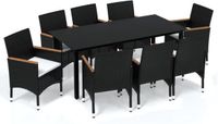 vidaXL 9-delige Tuinset met kussens poly rattan zwart