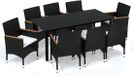 vidaXL 9-delige Tuinset met kussens poly rattan zwart