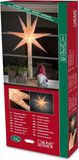 Konstsmide - Witte papieren ster, geperforeerd en met een rood bedrukt patroon, 7 punten, inclusief aansluitkabel met aan/uit-schakelaar, zonder lamp, E14 lampfitting, 230V, voor binnen gebruik, witte kabel; 2983-250