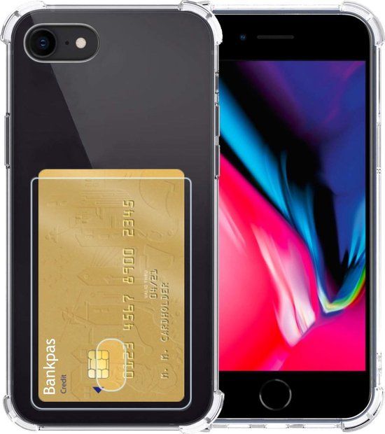 iPhone 7 Case with Card Holder - Transparent Silicone Shock Proof Cover