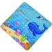 OTraki Antislip badmat, 53 x 53 cm Marine Animal World badmat, cartoon babybadmatten antislip met afvoergaten en zuignappen, machinewasbaar, badkamerbad antislipmatten, blauw