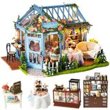 Maison de poupées miniature en bois à monter soi-même, avec meubles, échelle 1:24, boîte à musique