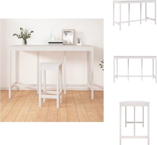 vidaXL Bartafel 180x80x110 cm massief grenenhout wit