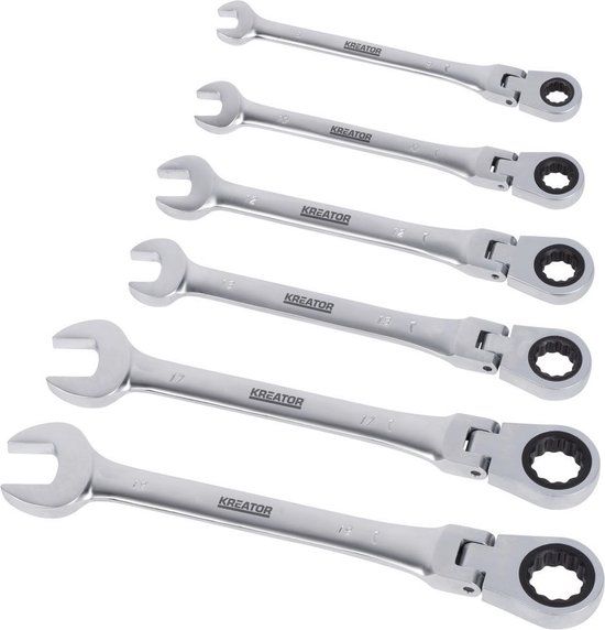 Kreator KRT500014 Flexibele Ringratelsleutelset - 6 delig - In kunststof houder