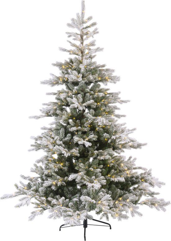 Everlands Grandis Fir Kunstkerstboom met Sneeuw en Verlichting Groen 180 cm