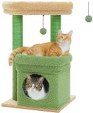 Ibenzoa® Kattentoren met Meerdere Verdiepingen en Sisal Krabpalen voor Huiskatten in Fris Groen Design
