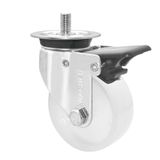 WAGNER 03408101 zwenkwiel diameter 75 mm, bouwhoogte 100 mm, verzinkt staal, wit, rem, plaat met schroefdraad M10 x 17, draagkracht 60 kg