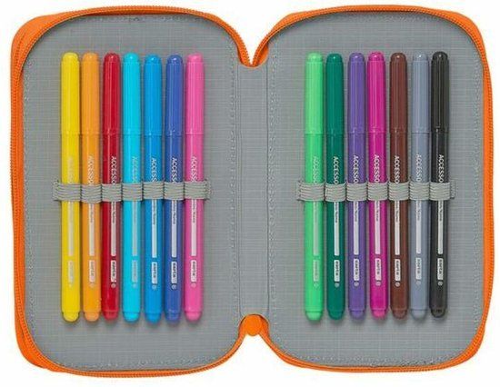 Dubbele etui Valencia Basket Blauw Oranje (28 pcs)