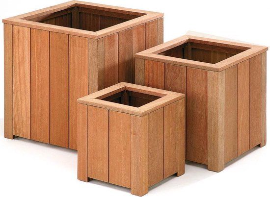 Intergard Bloembak plantenbak bangkirai vierkant set