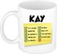 Bellatio Decorations Naam mok Kay - wit - top gozer - keramiek - 300 ml - cadeau collega beker