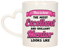 Bellatio Decorations Koffie/Thee Mok - Excellent Leraar/Mentor - Roze - Keramiek - 300 ml