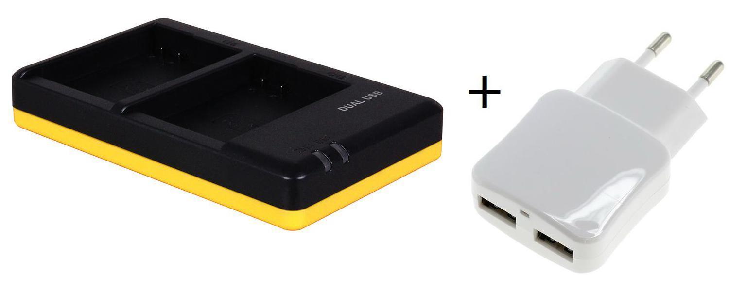 - (compatible) Duo lader voor 2 camera accu's Nikon ENEL14 + handige 2 poorts USB 230V adapter
