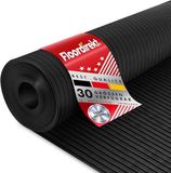 Floordirekt Rubberen Loper - Rubbermat Zwart - Dikte 3 mm - Breed Geribbeld Profiel - Slijtvast, Antislip & Veelzijdig Inzetbaar voor Binnen en Buiten - 100 x 450 cm
