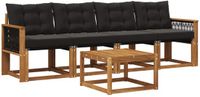 vidaXL Acacia Hout Bank Loungeset 5-delig Naturel en Zwart