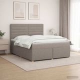 vidaXL Boxspringbed met matras en hoofdeinde Taupe 160 x 200 cm Stof