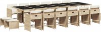 vidaXL 17-delige Tuinset met Kussens, Beige, Polyrotan