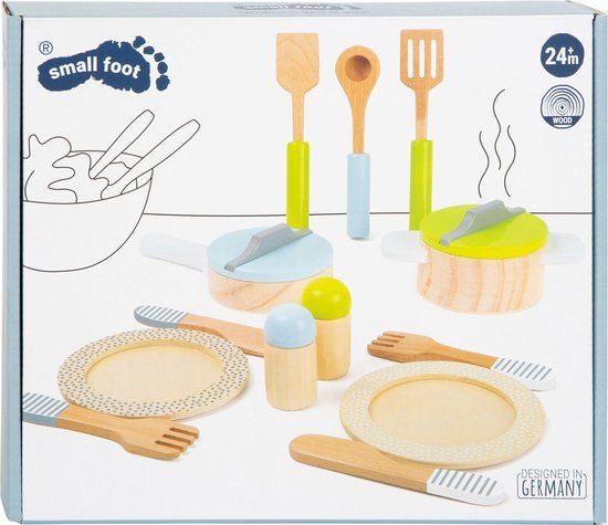 Small Foot - Wooden Cookware and Tableware Set, 15 pieces