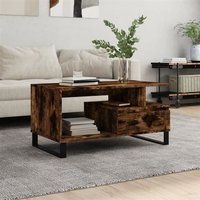 vidaXL Salontafel Gerookt eiken 90x49x45 cm Bewerkt hout